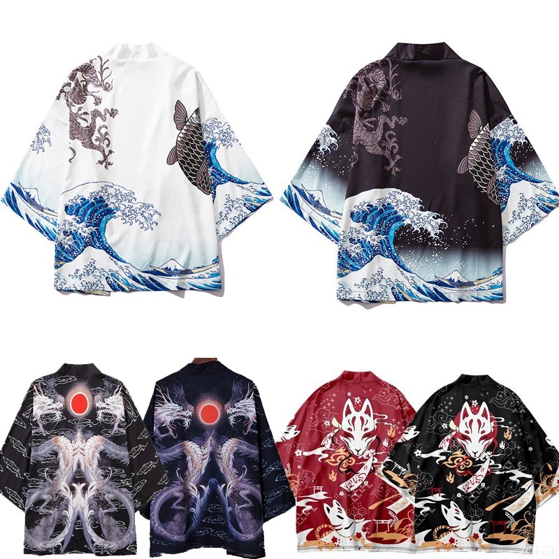 Women'S Fashion Kimono - Kimono con mantello stampato Haori in