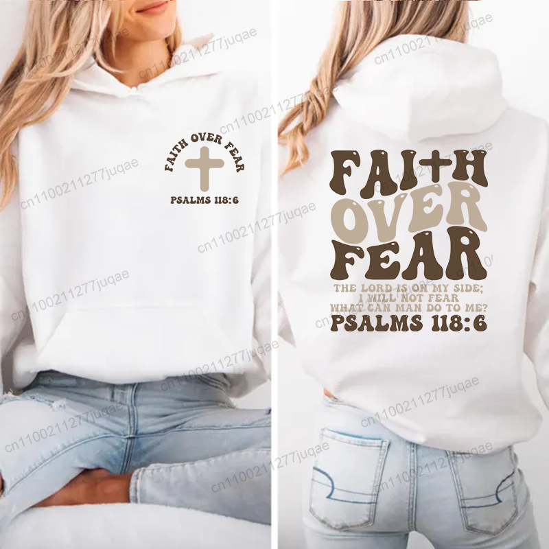 Women Fashion Over The Years - Felpa con stampa Faith Over Fear