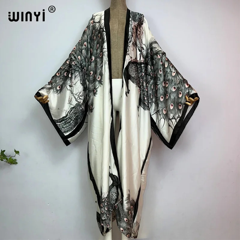 Women'S Fashion Kimono - WINYI Summer Classic peacock print kimono