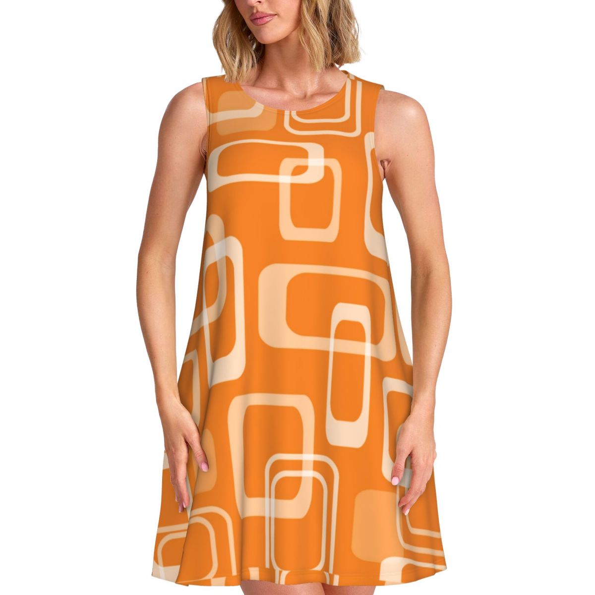Women'S Fashion Of The 60S - Abito Retrò Arancione Stile Anni '60