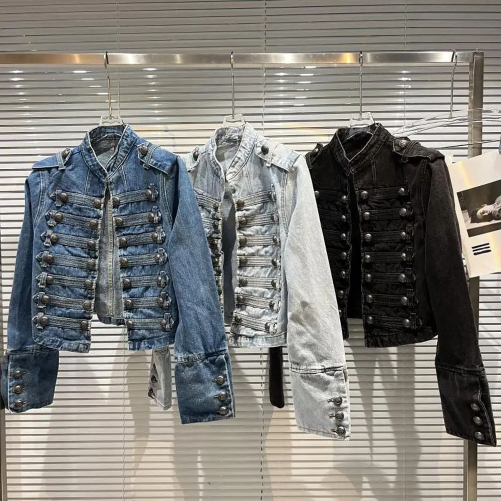 Women'S Fashion Denim Jacket - 2025 Primavera Autunno Donna Slim Bottoni
