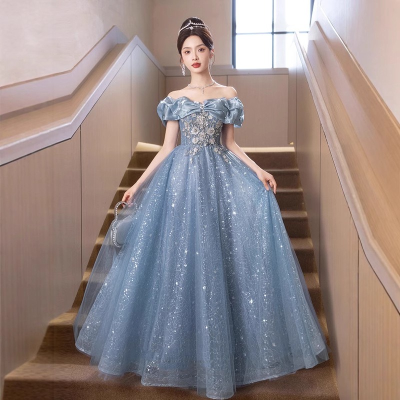 Abito da sera blu ricamato mon - Women'S Fashion Middle Ages recensione e prezzo